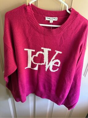Sweet Envy Pink 'Love' Crewneck Sweater - Women's Large